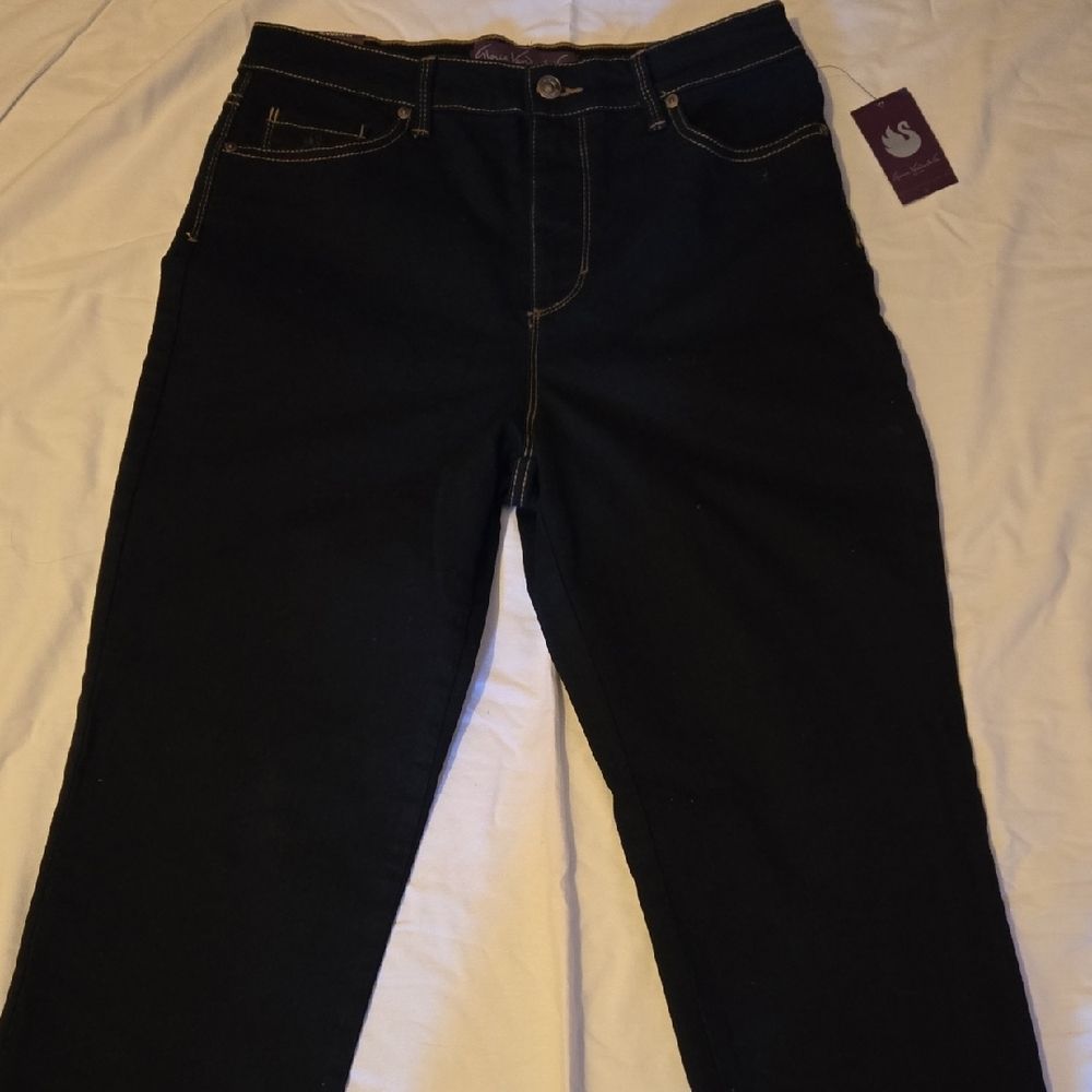 Gloria Vanderbilt Black Straight Leg Jeans Classic Style